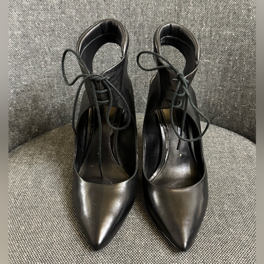 Stella Luna black leather lace-up heels